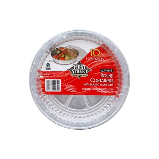 Recipiente redondo de aluminio con tapa First Street