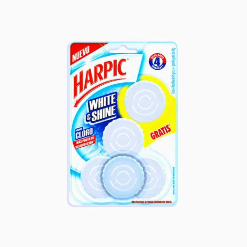 Pastilla para sanitario blanco y brillante Harpic