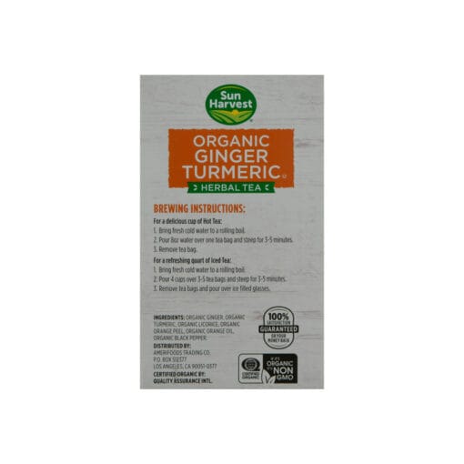 Té orgánico de cúrcuma y jengibre Sun Harvest - Image 2