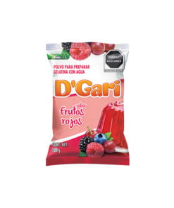 Polvo para preparar gelatina sabor frutos rojos