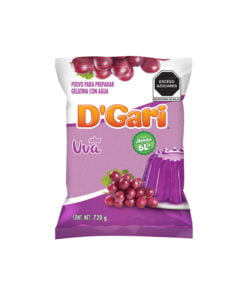 Polvo para preparar gelatina con agua sabor uva