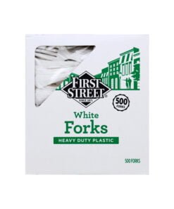 Tenedores blanco de plástico First Street