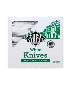 cuchillos de plástico blanco First Street