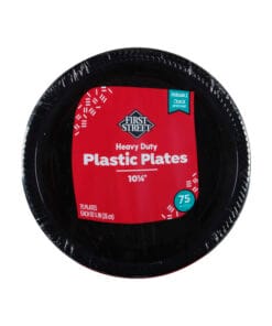 Platos de plástico negro 10 1/4" First Street