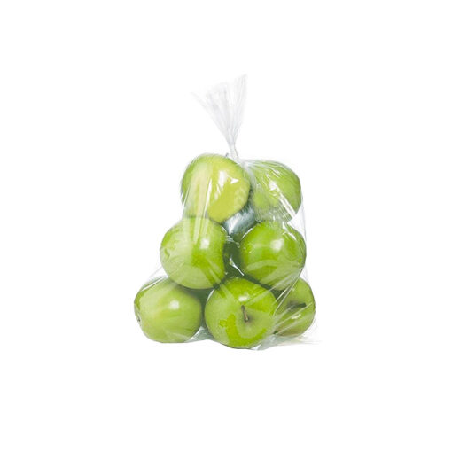 Manzana verde en bolsa