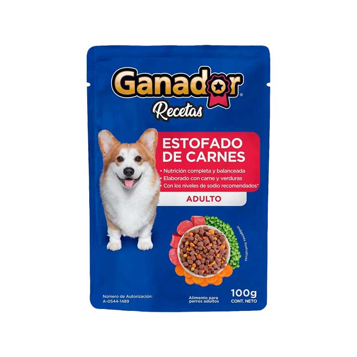 Alimento Pouch Para Perro Adulto Estofado De Res Ganador 100grs