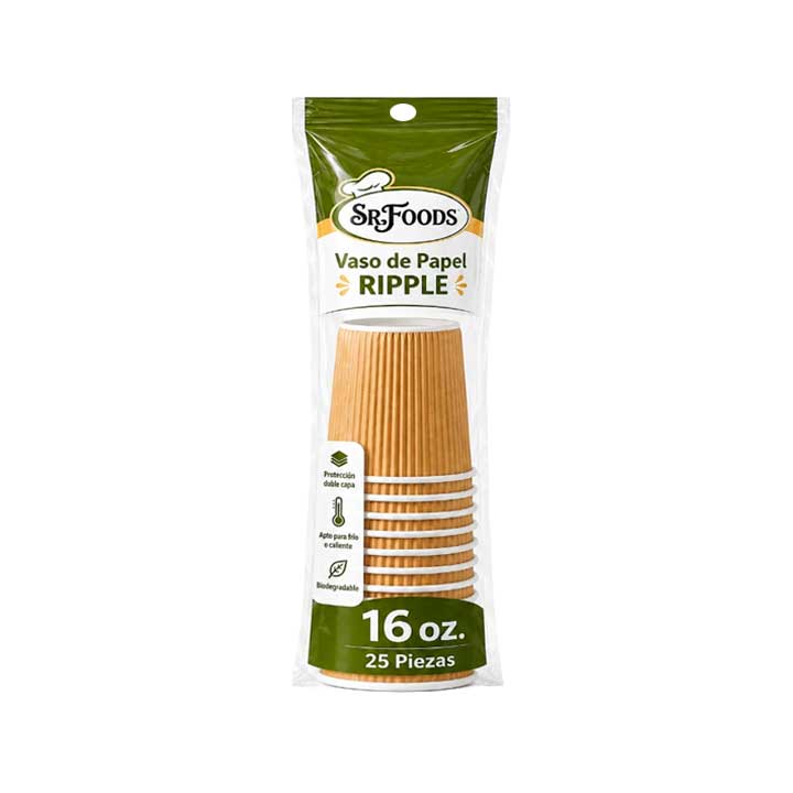 Vaso Ripple Wall 16oz 25Pzas Sr Foods