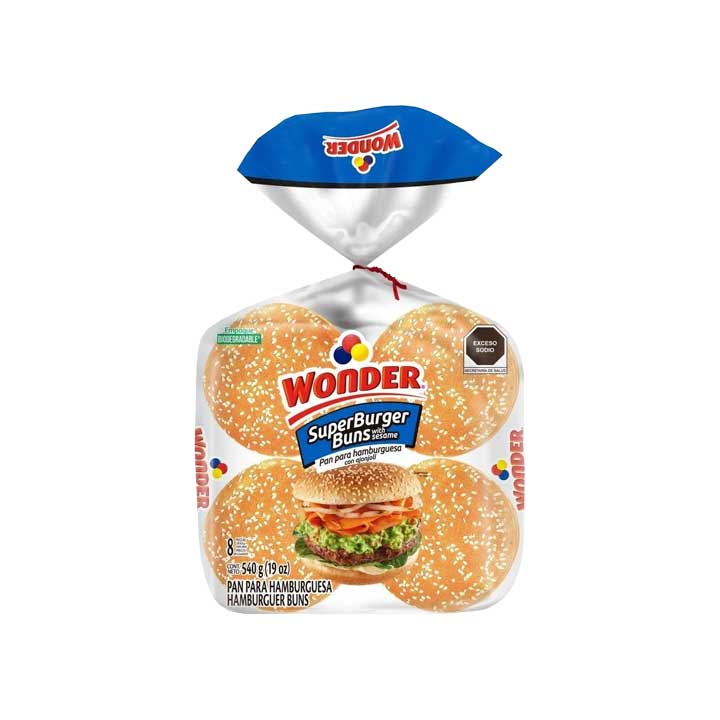 Super Bollos con Ajonjoli Wonder 540 Gr