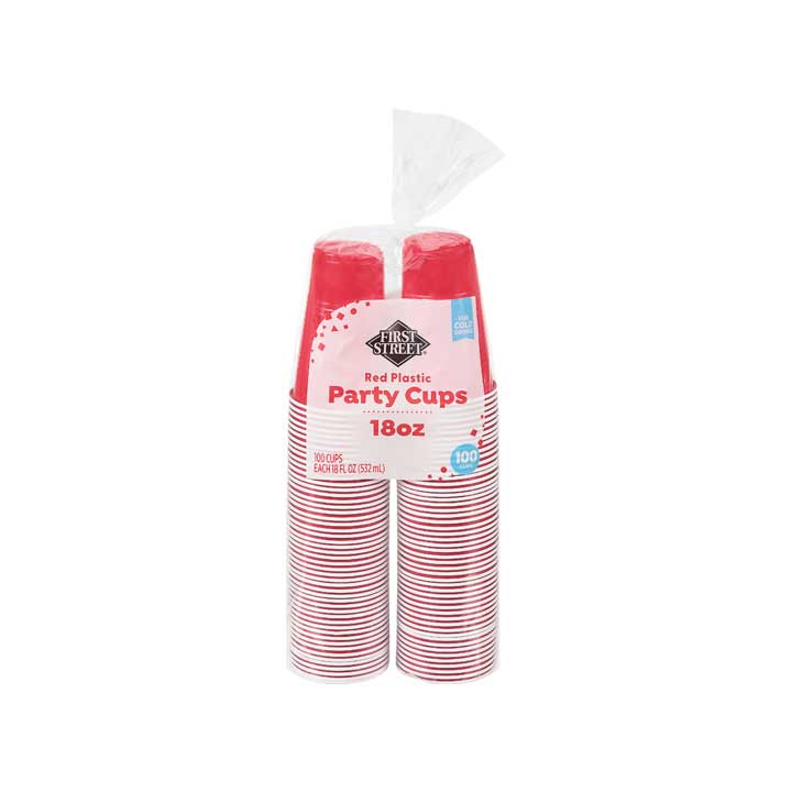 Vasos Plástico Rojo 18oz First Street 100pz