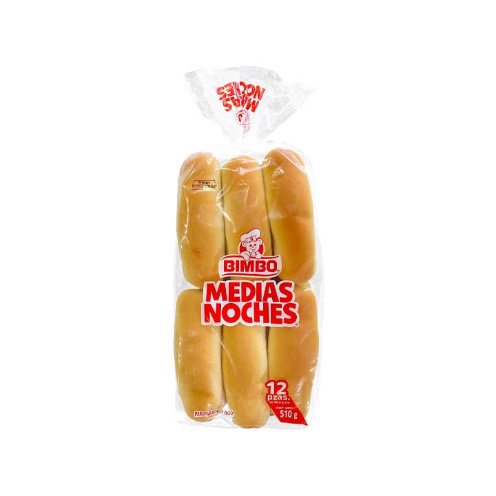 Pan p/Hot Dog Medias Noches Bimbo 510 Gr